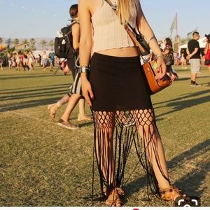 HM Coachella fringe long skirt festival cute